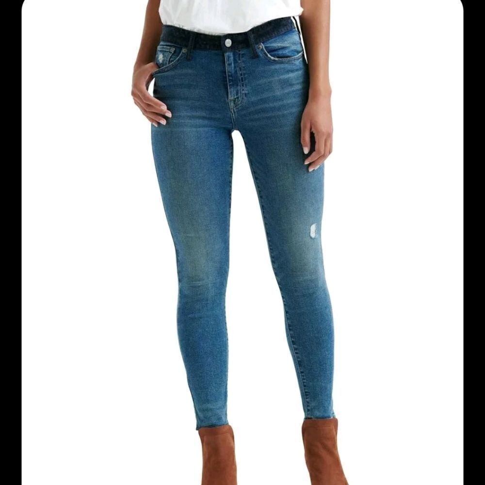 𝅺lucky Brand Brooke Mid Rise Legging medium rinse 6 / 28 distressed